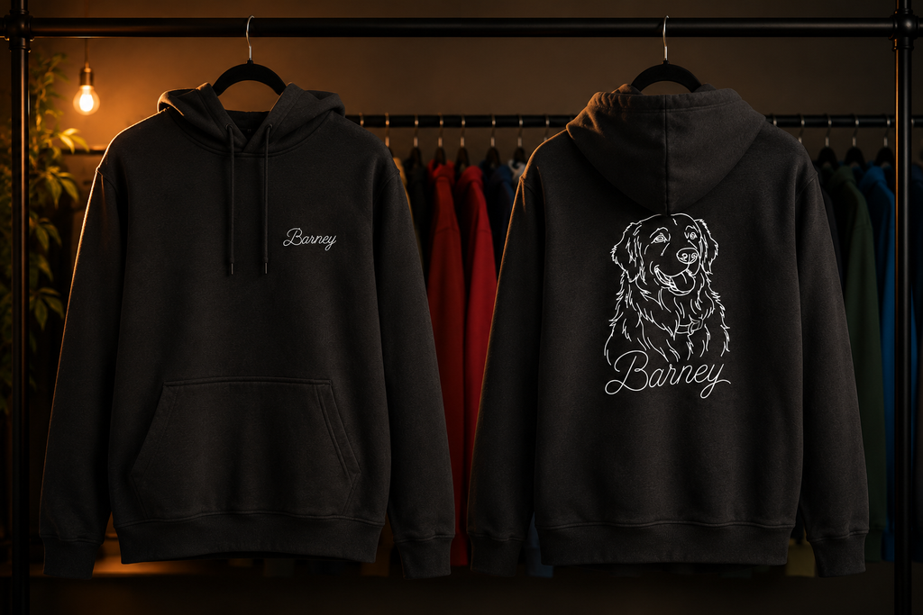 Herzgestickt Hoodie mit deinem Lieblingsmotiv